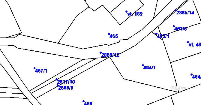Parcela st. 2865/12 v KÚ Velký Šenov, Katastrální mapa
