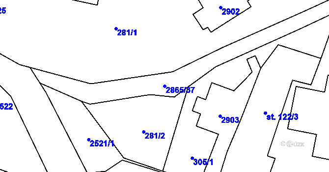 Parcela st. 2865/37 v KÚ Velký Šenov, Katastrální mapa