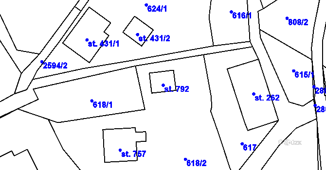 Parcela st. 792 v KÚ Velký Šenov, Katastrální mapa