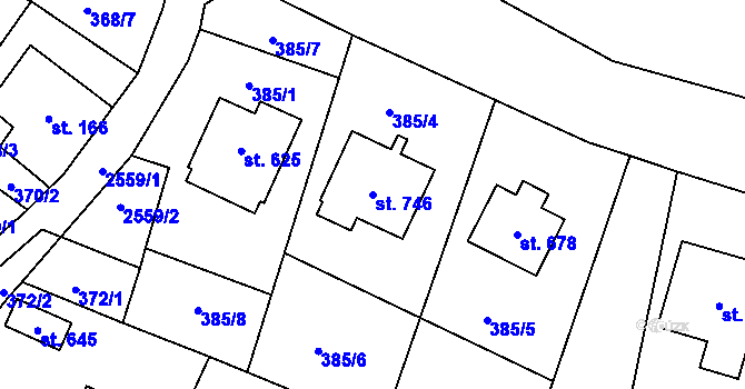 Parcela st. 746 v KÚ Velký Šenov, Katastrální mapa