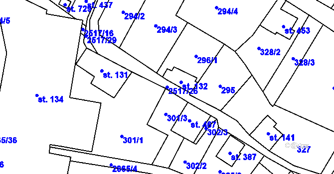 Parcela st. 2517/26 v KÚ Velký Šenov, Katastrální mapa