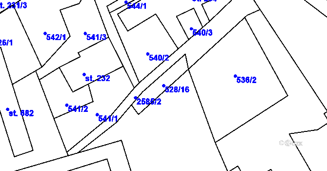 Parcela st. 528/16 v KÚ Velký Šenov, Katastrální mapa