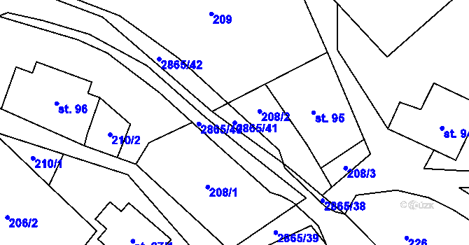 Parcela st. 2865/41 v KÚ Velký Šenov, Katastrální mapa