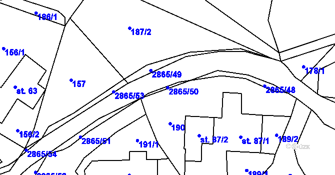 Parcela st. 2865/50 v KÚ Velký Šenov, Katastrální mapa