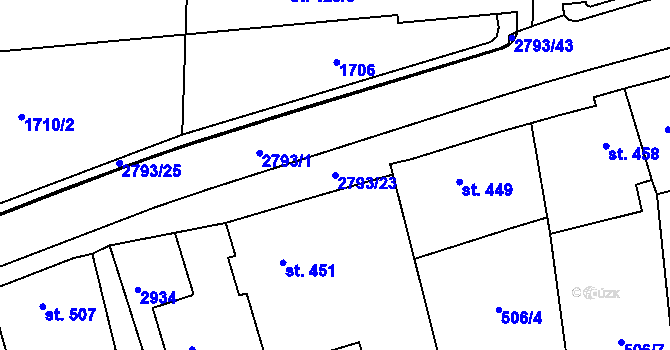 Parcela st. 2793/23 v KÚ Velký Šenov, Katastrální mapa