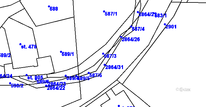 Parcela st. 587/3 v KÚ Velký Šenov, Katastrální mapa