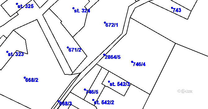 Parcela st. 2864/5 v KÚ Velký Šenov, Katastrální mapa