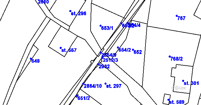 Parcela st. 2864/9 v KÚ Velký Šenov, Katastrální mapa