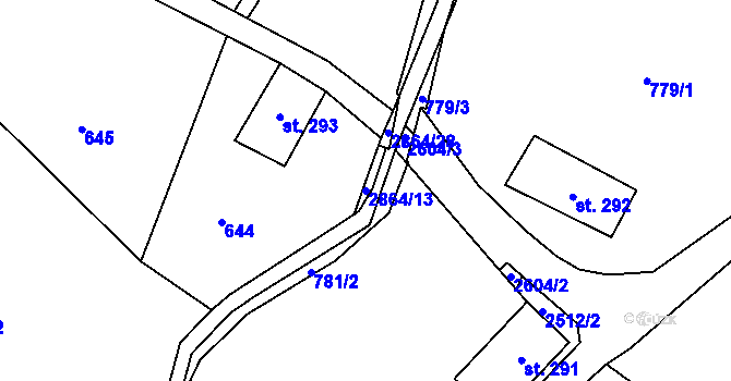 Parcela st. 2864/13 v KÚ Velký Šenov, Katastrální mapa