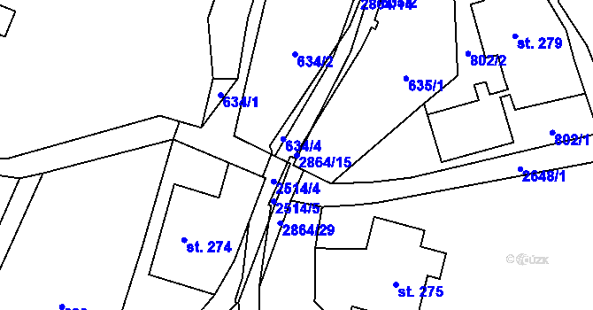 Parcela st. 2864/15 v KÚ Velký Šenov, Katastrální mapa