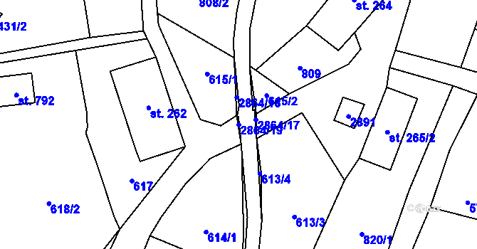 Parcela st. 2864/19 v KÚ Velký Šenov, Katastrální mapa