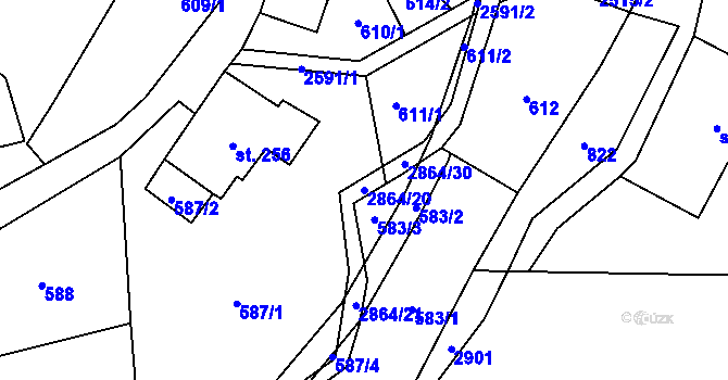 Parcela st. 2864/20 v KÚ Velký Šenov, Katastrální mapa