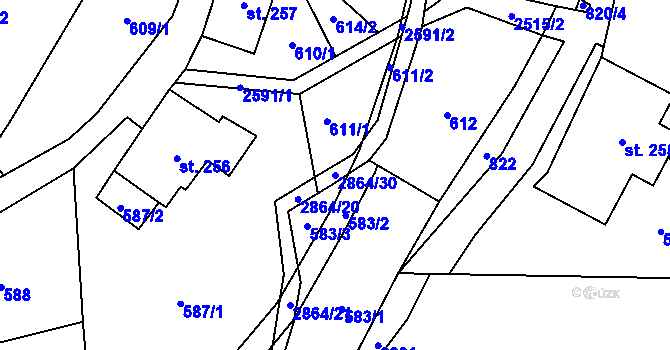 Parcela st. 2864/30 v KÚ Velký Šenov, Katastrální mapa