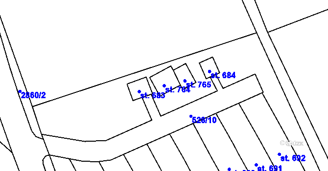 Parcela st. 764 v KÚ Velký Šenov, Katastrální mapa