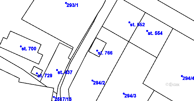 Parcela st. 766 v KÚ Velký Šenov, Katastrální mapa