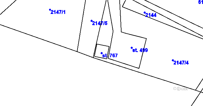 Parcela st. 767 v KÚ Velký Šenov, Katastrální mapa