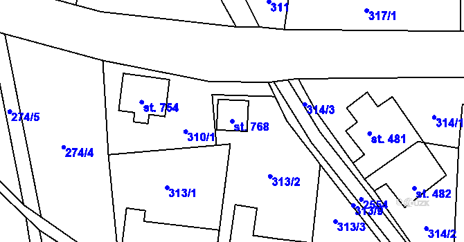 Parcela st. 768 v KÚ Velký Šenov, Katastrální mapa