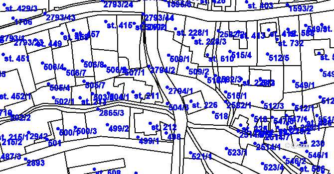 Parcela st. 2794/1 v KÚ Velký Šenov, Katastrální mapa
