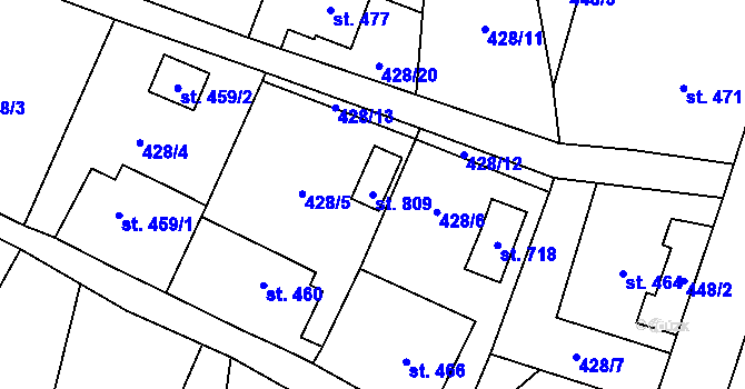 Parcela st. 809 v KÚ Velký Šenov, Katastrální mapa