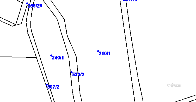 Parcela st. 210/1 v KÚ Velký Třebešov, Katastrální mapa