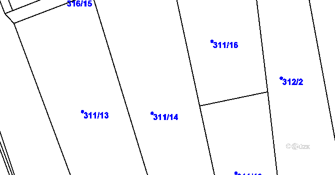 Parcela st. 311/15 v KÚ Velký Třebešov, Katastrální mapa