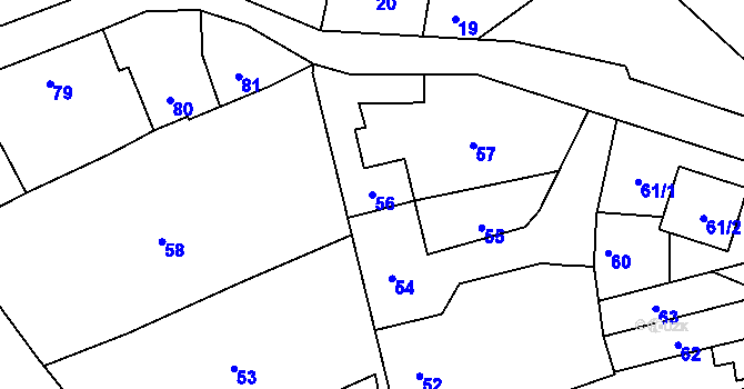 Parcela st. 56 v KÚ Velký Týnec, Katastrální mapa