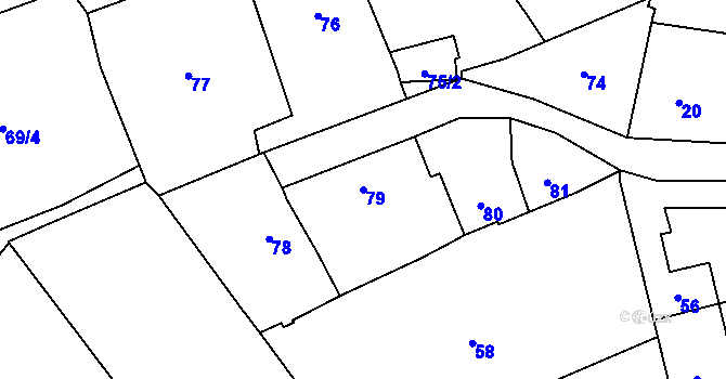 Parcela st. 79 v KÚ Velký Týnec, Katastrální mapa
