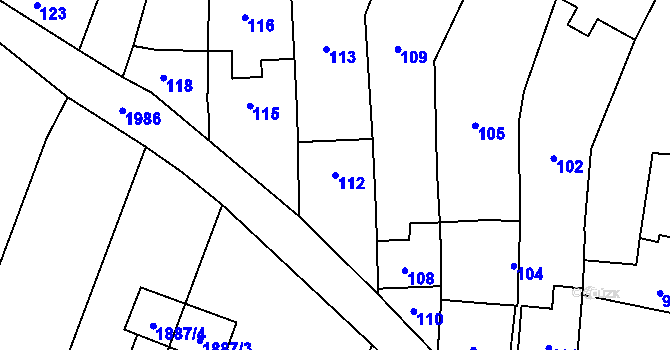 Parcela st. 112 v KÚ Velký Týnec, Katastrální mapa