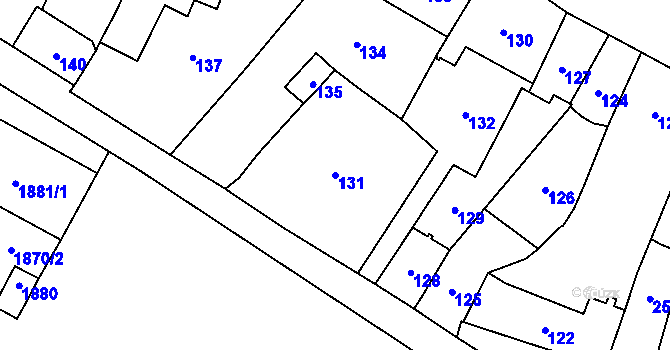 Parcela st. 131 v KÚ Velký Týnec, Katastrální mapa