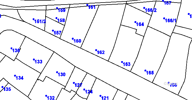 Parcela st. 162 v KÚ Velký Týnec, Katastrální mapa