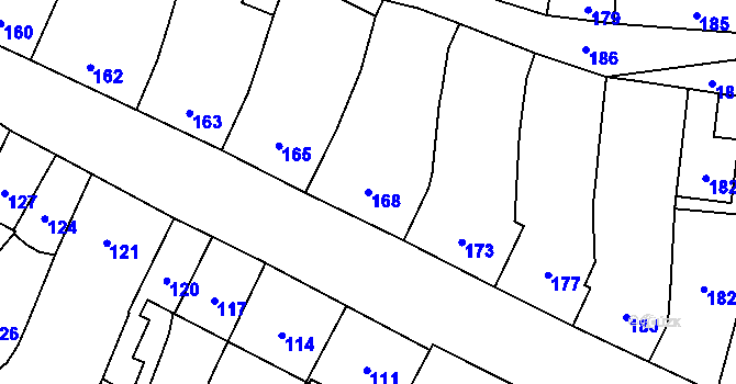Parcela st. 168 v KÚ Velký Týnec, Katastrální mapa