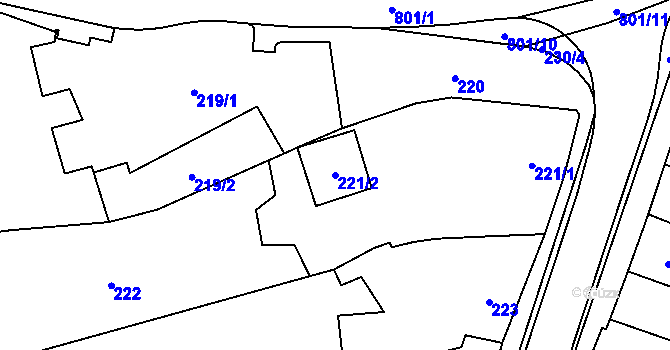 Parcela st. 221/2 v KÚ Velký Týnec, Katastrální mapa