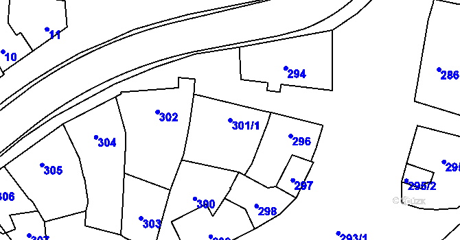 Parcela st. 301/1 v KÚ Velký Týnec, Katastrální mapa