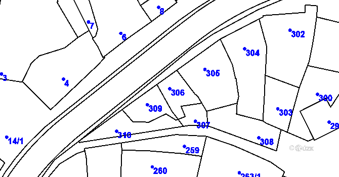 Parcela st. 306 v KÚ Velký Týnec, Katastrální mapa