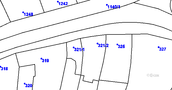 Parcela st. 321 v KÚ Velký Týnec, Katastrální mapa