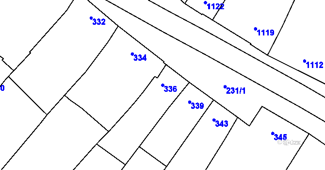 Parcela st. 336 v KÚ Velký Týnec, Katastrální mapa