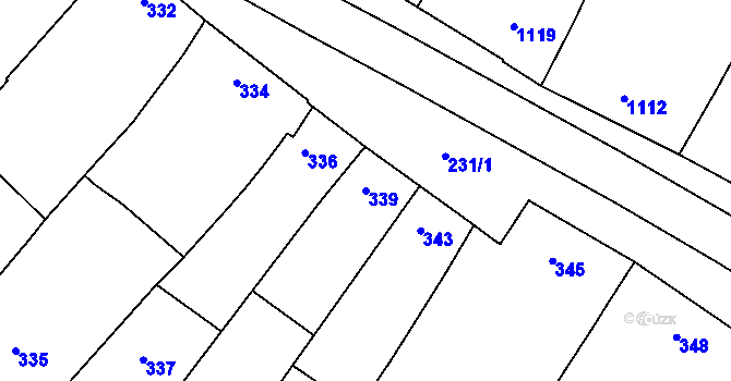 Parcela st. 339 v KÚ Velký Týnec, Katastrální mapa
