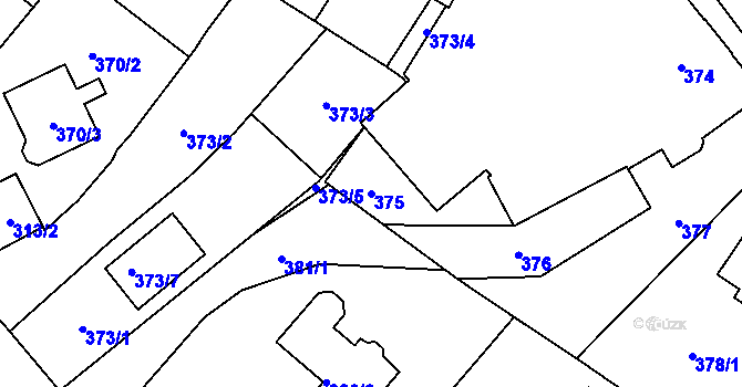 Parcela st. 375 v KÚ Velký Týnec, Katastrální mapa