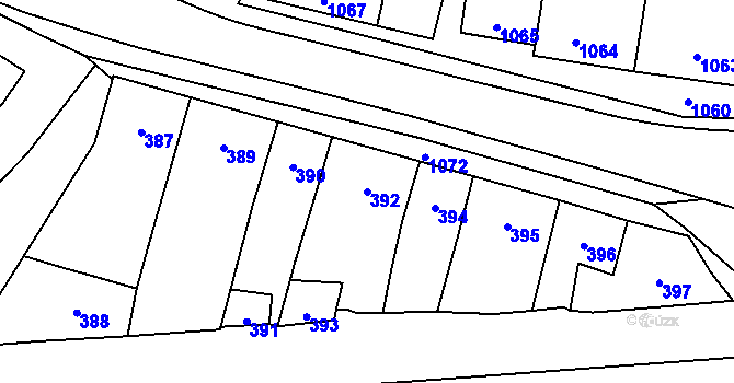 Parcela st. 392 v KÚ Velký Týnec, Katastrální mapa