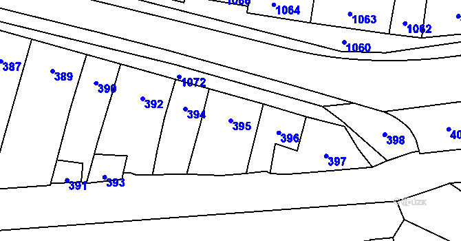 Parcela st. 395 v KÚ Velký Týnec, Katastrální mapa