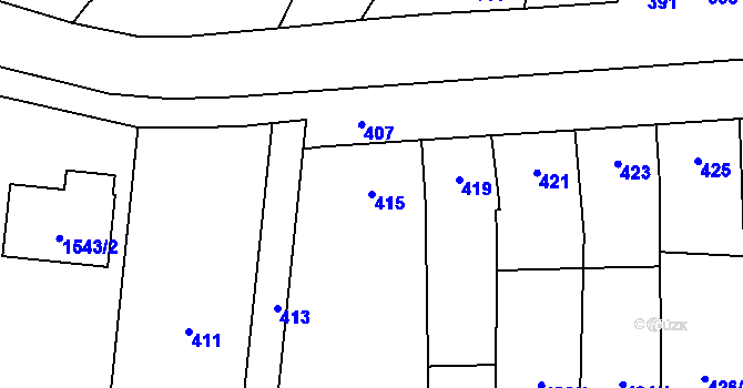 Parcela st. 415 v KÚ Velký Týnec, Katastrální mapa