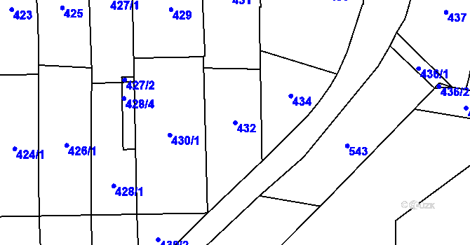 Parcela st. 432 v KÚ Velký Týnec, Katastrální mapa