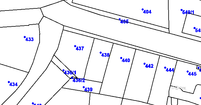 Parcela st. 438 v KÚ Velký Týnec, Katastrální mapa