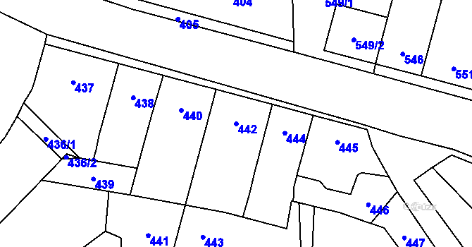 Parcela st. 442 v KÚ Velký Týnec, Katastrální mapa