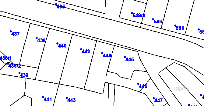 Parcela st. 444 v KÚ Velký Týnec, Katastrální mapa