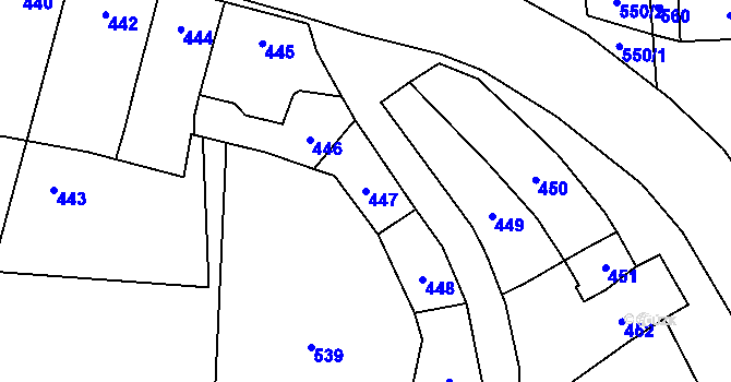 Parcela st. 447 v KÚ Velký Týnec, Katastrální mapa