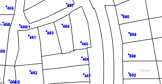 Parcela st. 465 v KÚ Velký Týnec, Katastrální mapa