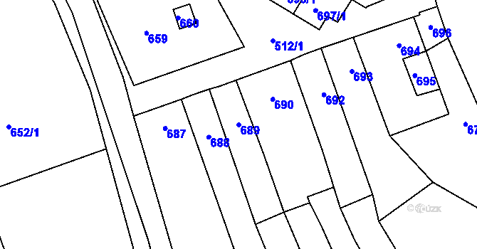 Parcela st. 689 v KÚ Velký Týnec, Katastrální mapa