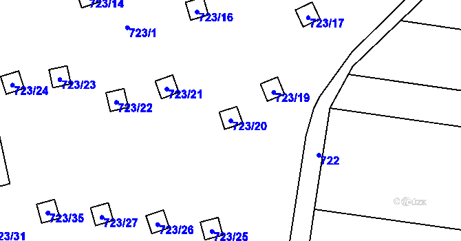 Parcela st. 723/20 v KÚ Velký Týnec, Katastrální mapa