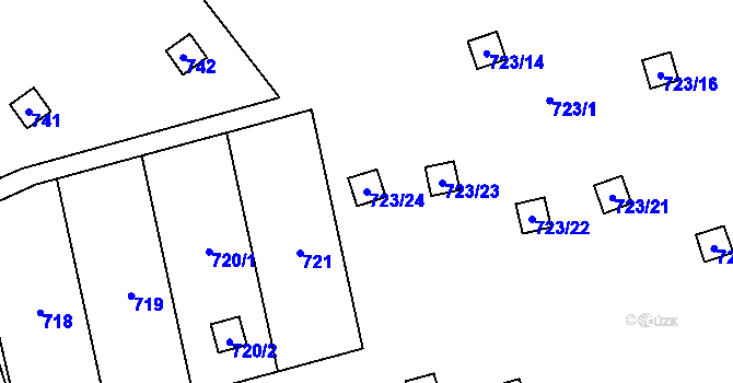 Parcela st. 723/24 v KÚ Velký Týnec, Katastrální mapa